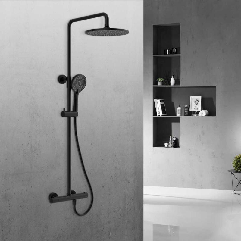 Душевая стойка Esse VSFS-1E0TMB термостатическая, черный Vincea