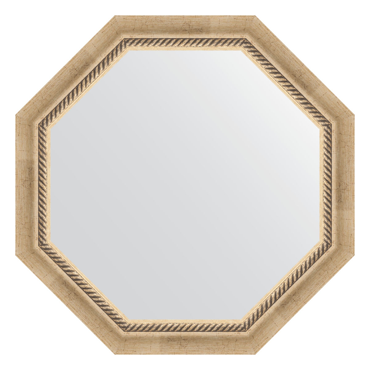Зеркало настенное Octagon EVOFORM в багетной раме состаренное серебро с плетением, 68х68 см, BY 7315