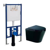 Сет LORANTO Инсталляция + Azario Teramo черный матовый (круглый) подвесной безободковый унитаз с сидением микролифт (4501+AZ -053E-R-MB/ AZ-0053-MB) фото в интернет-магазине Русалия