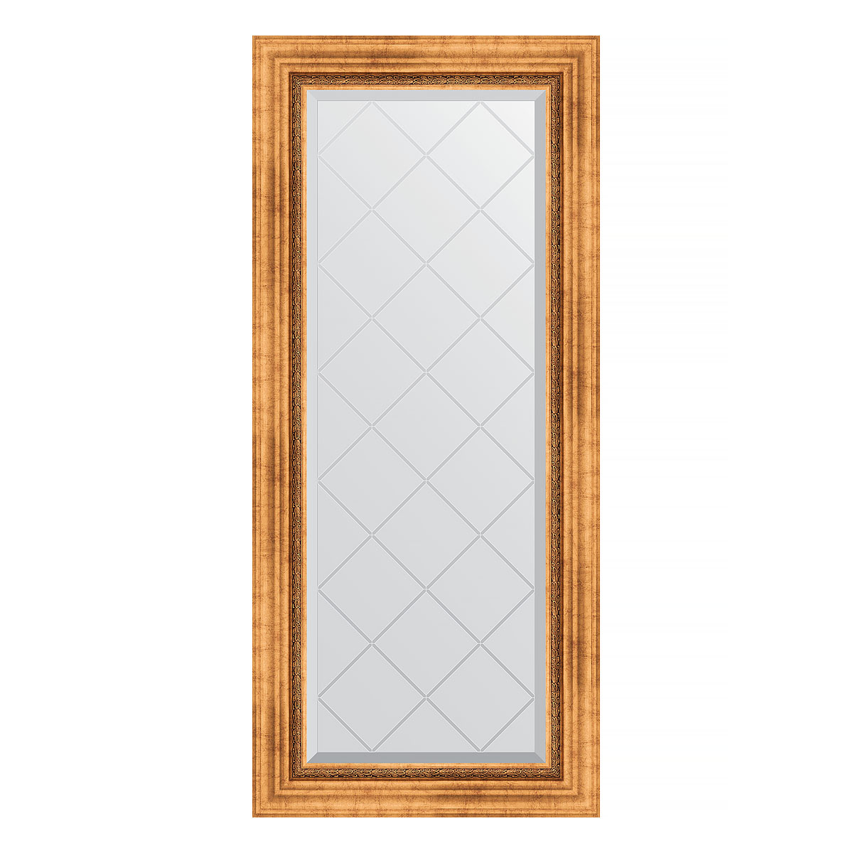 Зеркало настенное с гравировкой EVOFORM в багетной раме римское золото, 56х126 см, BY 4060