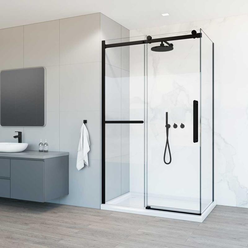 Душевой уголок Como Soft VSR-1CS9012CLB, 1200*900, черный, стекло прозрачное Vincea