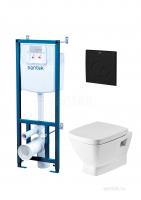 Комплект 4 в 1 Нео с подвесным унитазом с сиденьем-микролифт 1WH501776, черная кнопка Santek фото в интернет-магазине Русалия