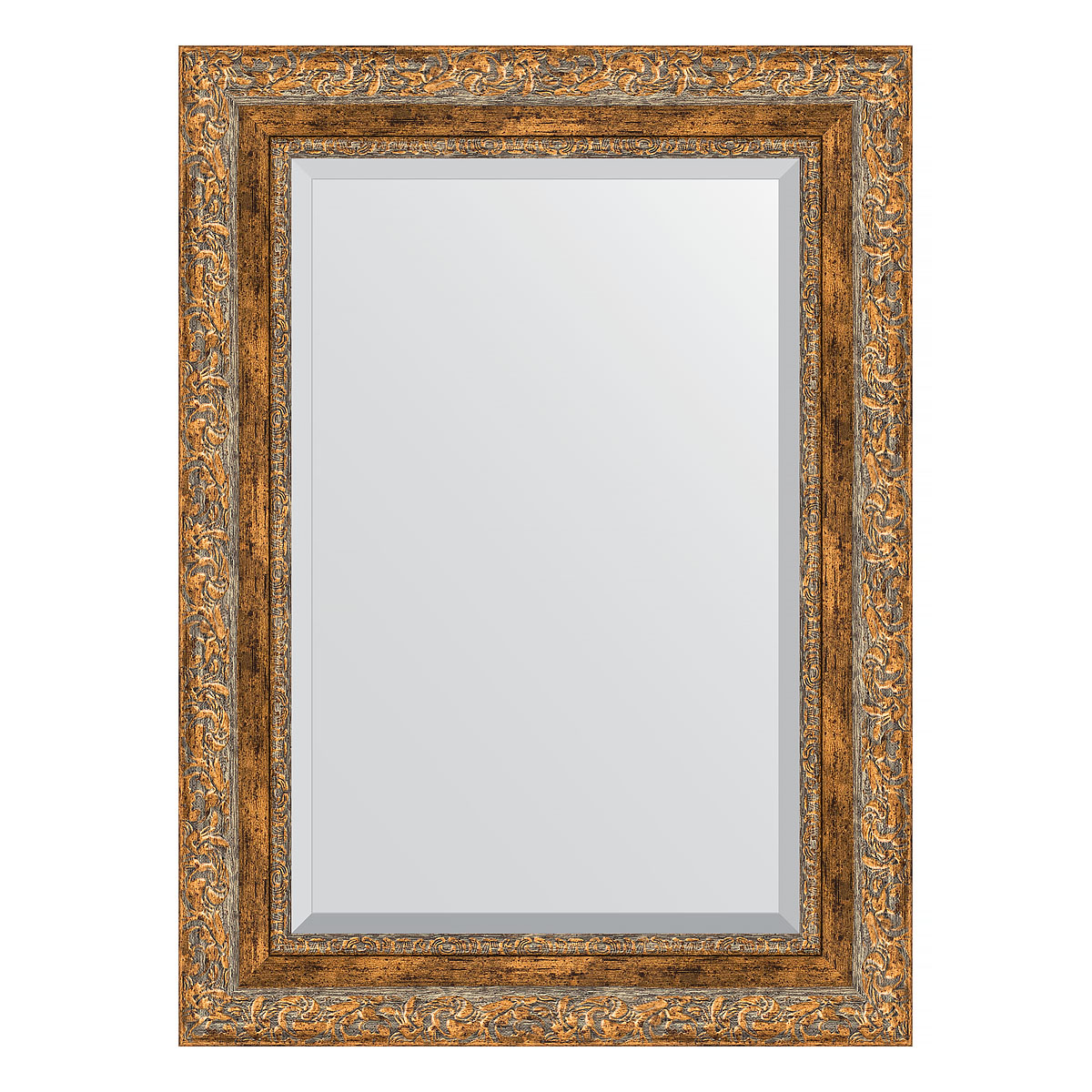 Зеркало настенное с фацетом EVOFORM в багетной раме виньетка античная бронза, 55х75 см, BY 3384