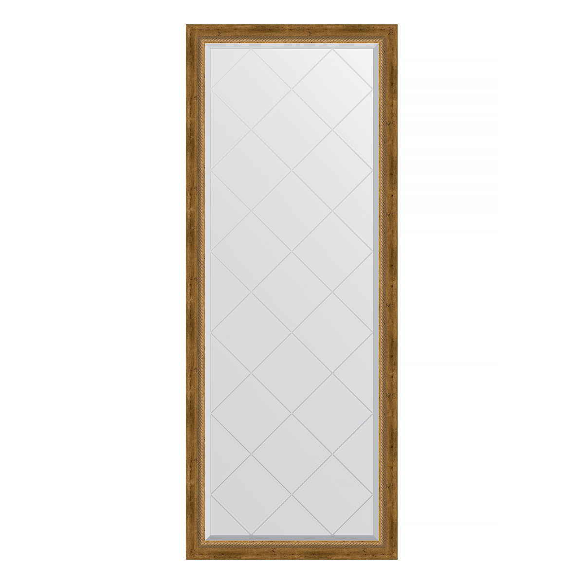 Зеркало напольное с гравировкой  EVOFORM  в багетной раме состаренная бронза с плетением, 78х198 см, BY 6303