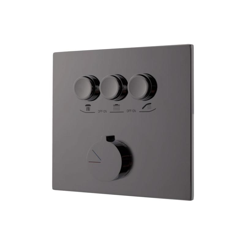 Встраиваемый смеситель для душа VSCV-431GM трехфункциональный, вороненая сталь Vincea