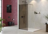 Душевая перегородка CEZARES LIBERTA-L-1-80-BR-NERO тонированное (бронза), профиль черный фото в интернет-магазине Русалия