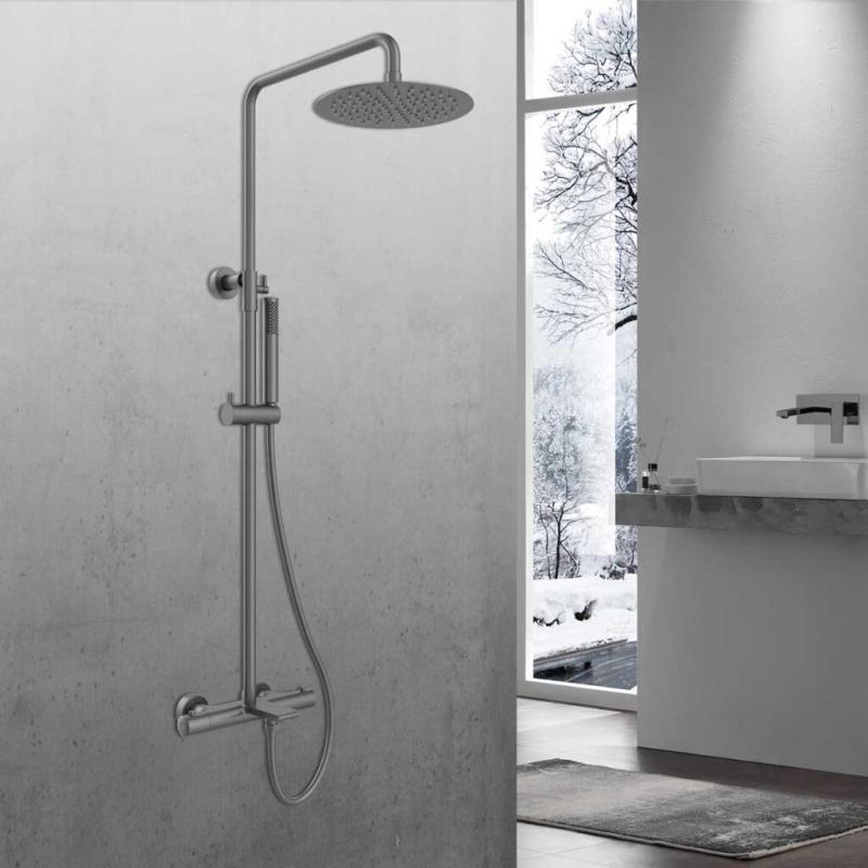 Душевая стойка Vogue VSFS-1V1TGM термостатическая, вороненая сталь Vincea