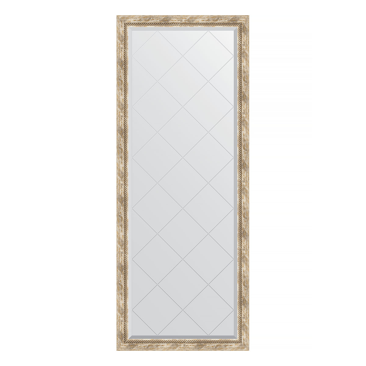 Зеркало напольное с гравировкой  EVOFORM  в багетной раме прованс с плетением, 78х198 см, BY 6304