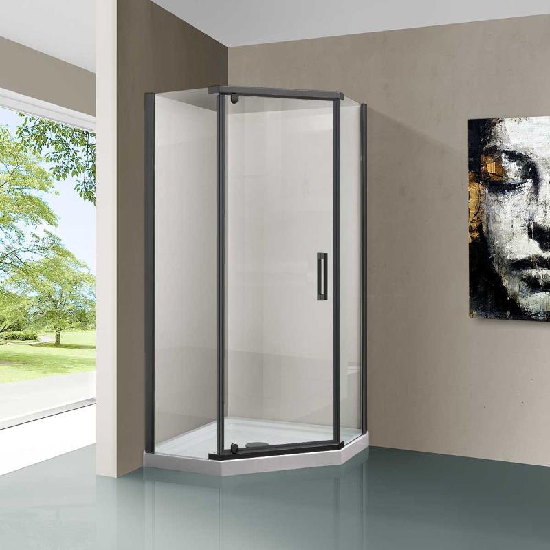 Душевой уголок Stresa VSP-1S900CLGM, 900*900, вороненая сталь, стекло прозрачное Vincea