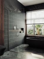 Душевая перегородка в узком профиле 1950*1090 Стекло 8 мм Бесцветное +Полотенцедержатель MGD-708-5у Maybah Glass фото в интернет-магазине Русалия