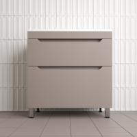 Тумба напольная "Остин" под раковину Фортуна 80 2 ящ тауп темный эмаль PLUS + Умывальник Фортуна 800*450 кварц антрацит фото в интернет-магазине Русалия