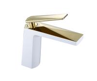 Смеситель для умывальника VENTURO белый + золото 381-W фото в интернет-магазине Русалия