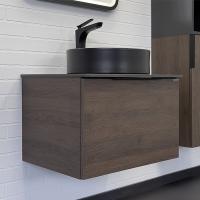 COMFORTY. Тумба-умывальник "Портленд-60" дуб шоколадно-коричневый со столешницей под мрамор Калакатта Блэк с раковиной COMFORTY 9110MB фото в интернет-магазине Русалия