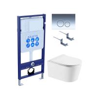 SET AQUATEK ОБЕРОН T KDI18 (рама AQUATEK Standard INS-0000012 с клавишей KDI-0000018 и крепежом KKI-0000002+унитаз ОБЕРОН AQ1365T-00 с тонким сиденьем фото в интернет-магазине Русалия