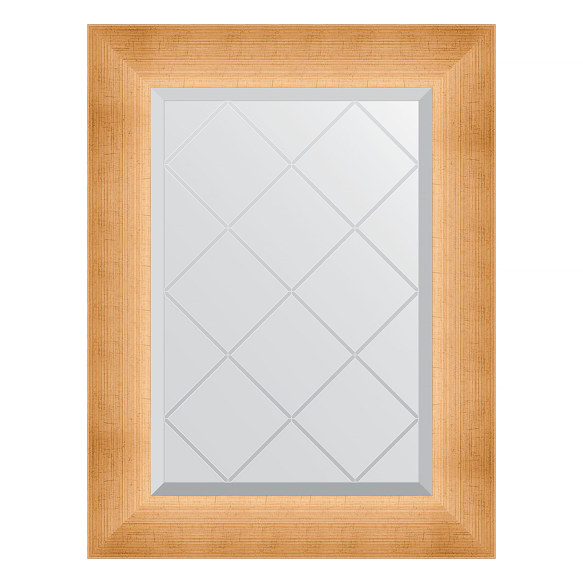 Зеркало настенное с гравировкой EVOFORM в багетной раме травленое золото, 56х74 см, BY 4517