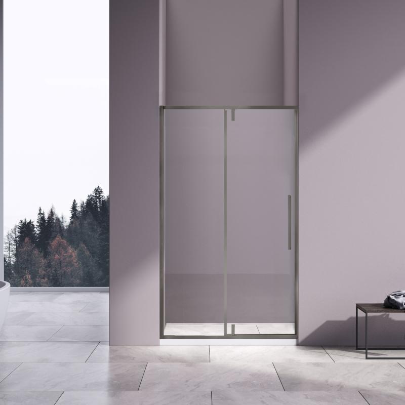 Душевая дверь Slim-N VDP-4SN120CLGM, вороненая сталь, стекло прозрачное Vincea