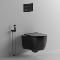 Унитаз OGLIO Aria MB подвесной безободковый черный матовый, ТЕРМООБЖИГ (не плёнка) CT9239 Ceruttispa (485х365х350) фото в интернет-магазине Русалия