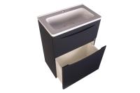 Тумба с раковиной Бергамо Мини 60 напольная, Люкс антискрейч черный Style Line фото в интернет-магазине Русалия