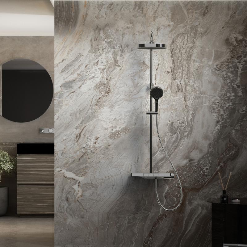 Душевая стойка Inspire VSFS-3I12TCH термостатическая с изливом, 30см верх.душ, хром Vincea