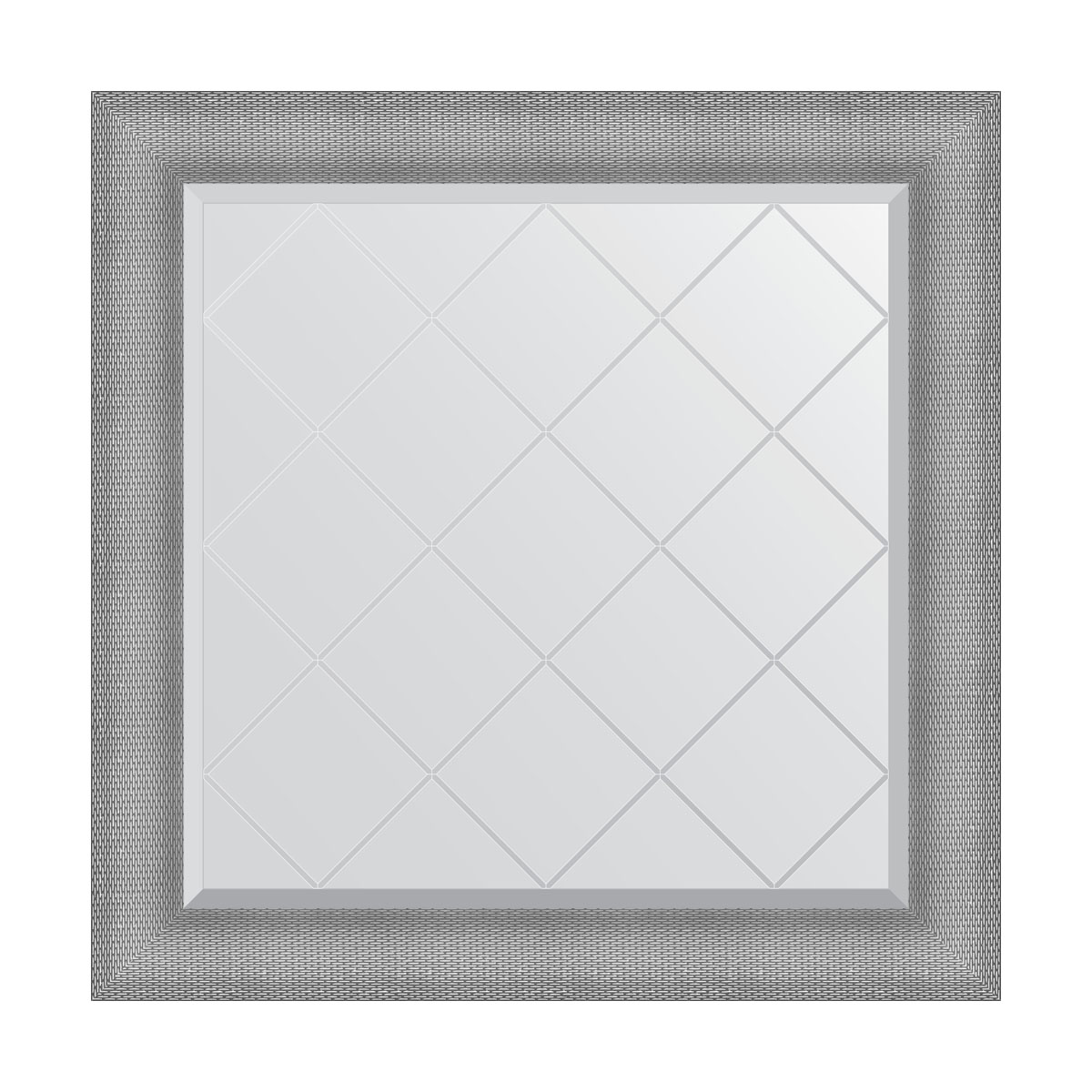 Зеркало настенное с гравировкой EVOFORM в багетной раме серебряная кольчуга, 87х87 см, BY 4548
