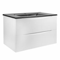 Тумба подвесная 80см белая матовая BOND Cube T01805-S05B с чёрной матовой раковиной S05-808 фото в интернет-магазине Русалия