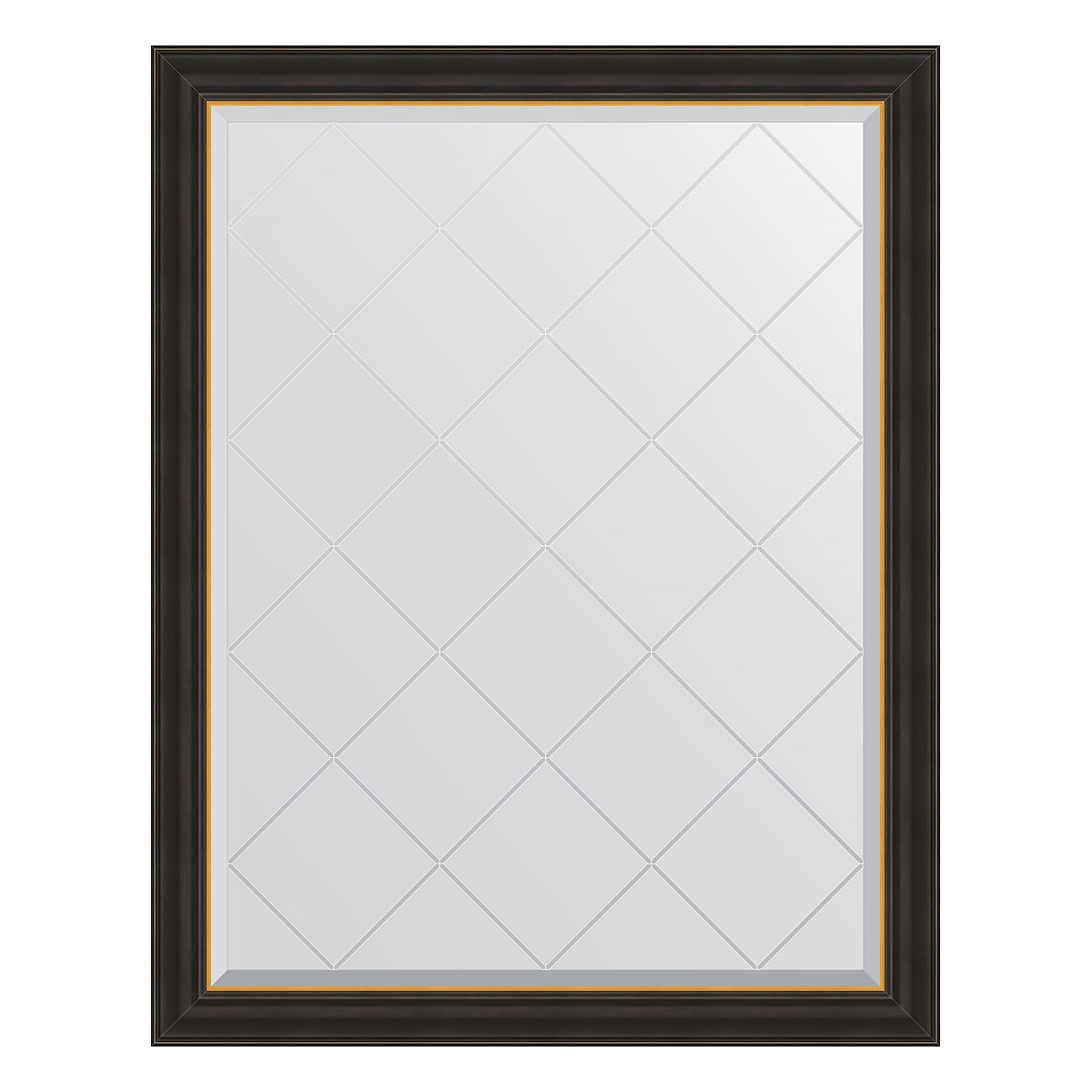 Зеркало настенное с гравировкой EVOFORM в багетной раме чёрное дерево с золотом, 94х119 см, BY 4537