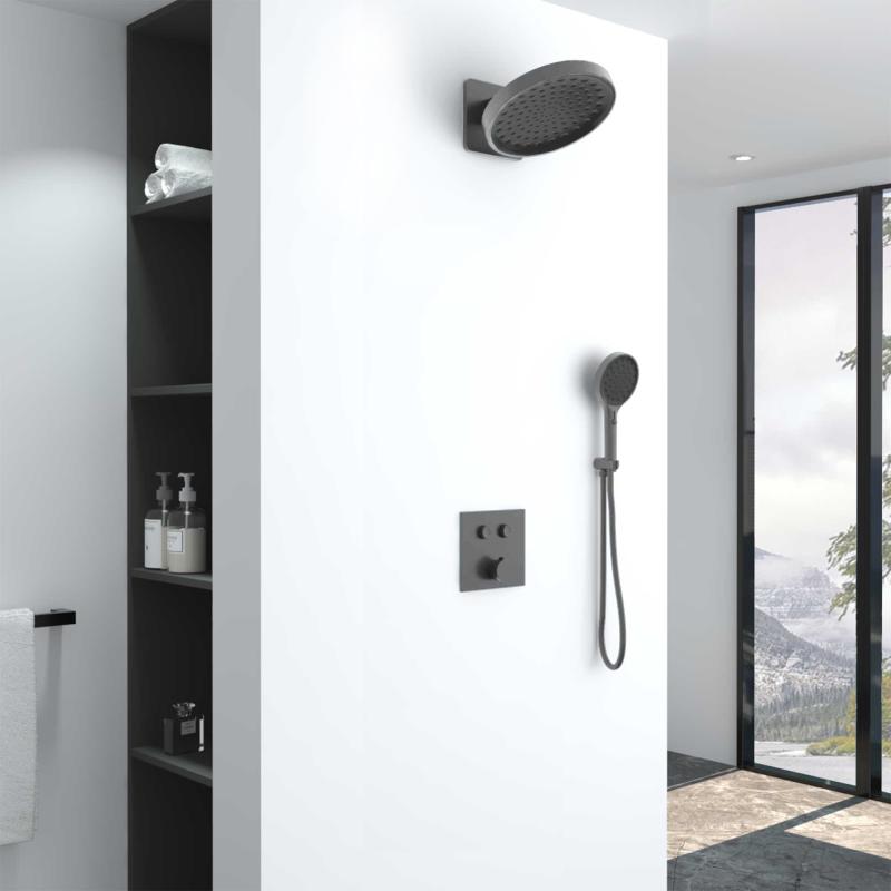 Душевой комплект Inspire VSFW-421I3GM встраиваемый, двухрежимный, вороненая сталь Vincea