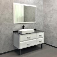 Тумба-умывальник Comforty Империя 120 белая с серой столешницей (GT005) с раковиной Comforty 78189 фото в интернет-магазине Русалия