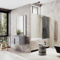 Распашная шторка для ванны поворотная на монопетле 70 см, стекло тонированное (графит), профиль бронза MGV-618-2 Maybah Glass фото в интернет-магазине Русалия