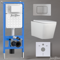 Комплект 3 в 1 инсталляция, унитаз безободковый белый TOLEDO ALTO (IB.TLA.231.1B1), клавиша смыва хром матовый, нержавеющая сталь  INOX-C (IB.B011.003.002), IBERICA BLANCA фото в интернет-магазине Русалия