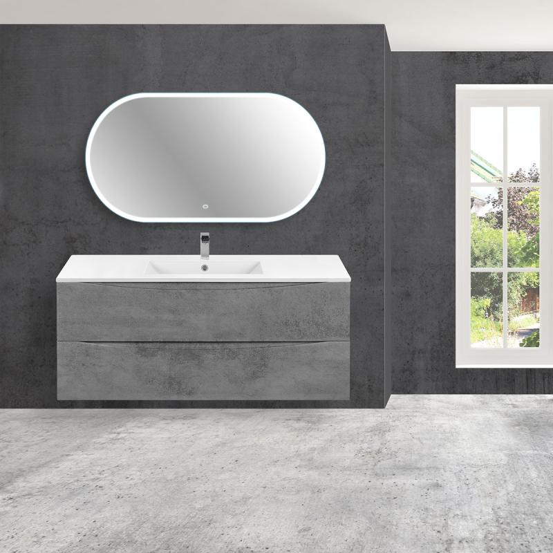 База под керамическую раковину Mia 1200 подвесная, 2 выкатных ящика soft close, Beton Vincea