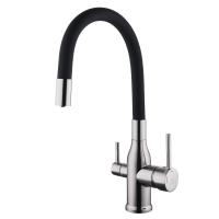 Смеситель для кухни FASHUN "на две воды", сатин/черный (A4363-N) фото в интернет-магазине Русалия