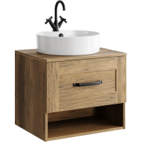 Подвесная тумба 60  Craft дуб балтийский CRF0106DB + умывальник Best Shelf 43 WB.CT/Best/43-C.Shelf/WHT Aqwella фото в интернет-магазине Русалия