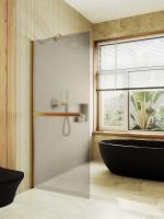 Душевая перегородка в широком профиле 1950*890 Стекло 8 мм Бронза матовая +Полотенцедержатель MGD-734-3ш Maybah Glass фото в интернет-магазине Русалия