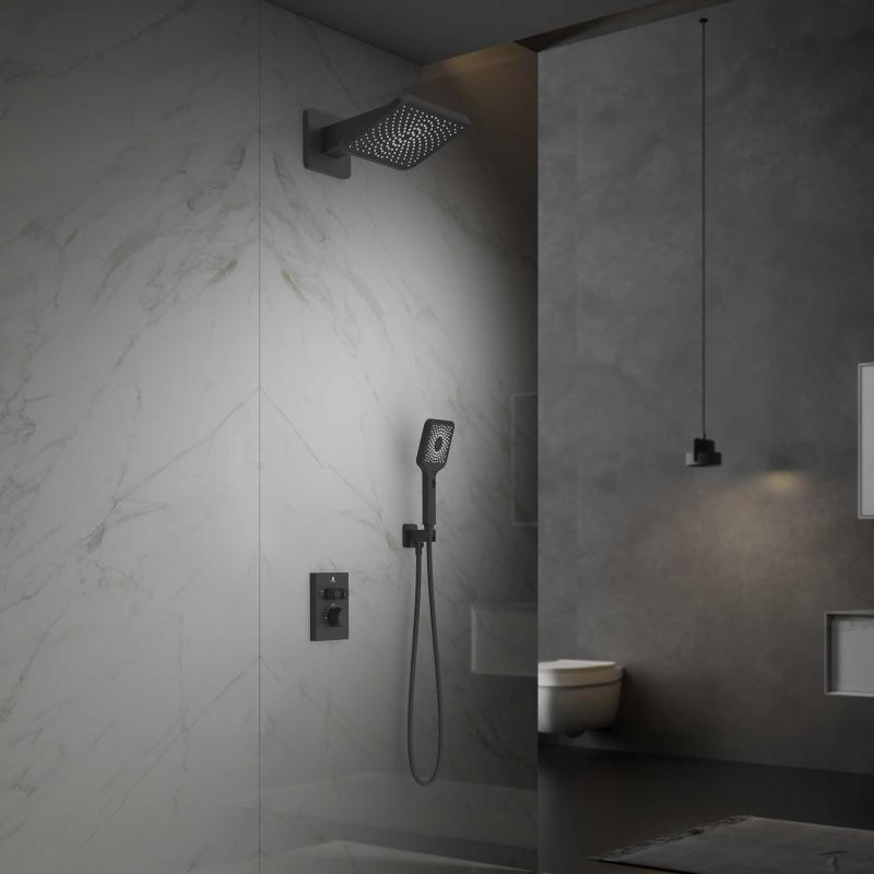Душевой комплект Inspire VSFW-3I21MT4MB встраиваемый, термостатический, двухрежимный, черный Vincea