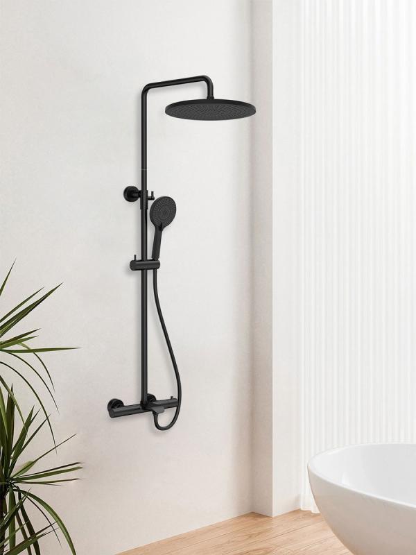 Душевая стойка Esse VSFS-1E1TMB термостатическая, черный Vincea