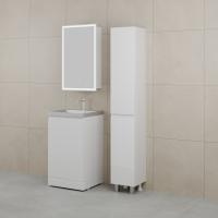 Тумба напольная "БАТЛЕР" под ASTI 500 Люкс антискрейтч белый глянец PLUS + Умывальник ASTI 500x450 кварц, серый шелк Style Line фото в интернет-магазине Русалия