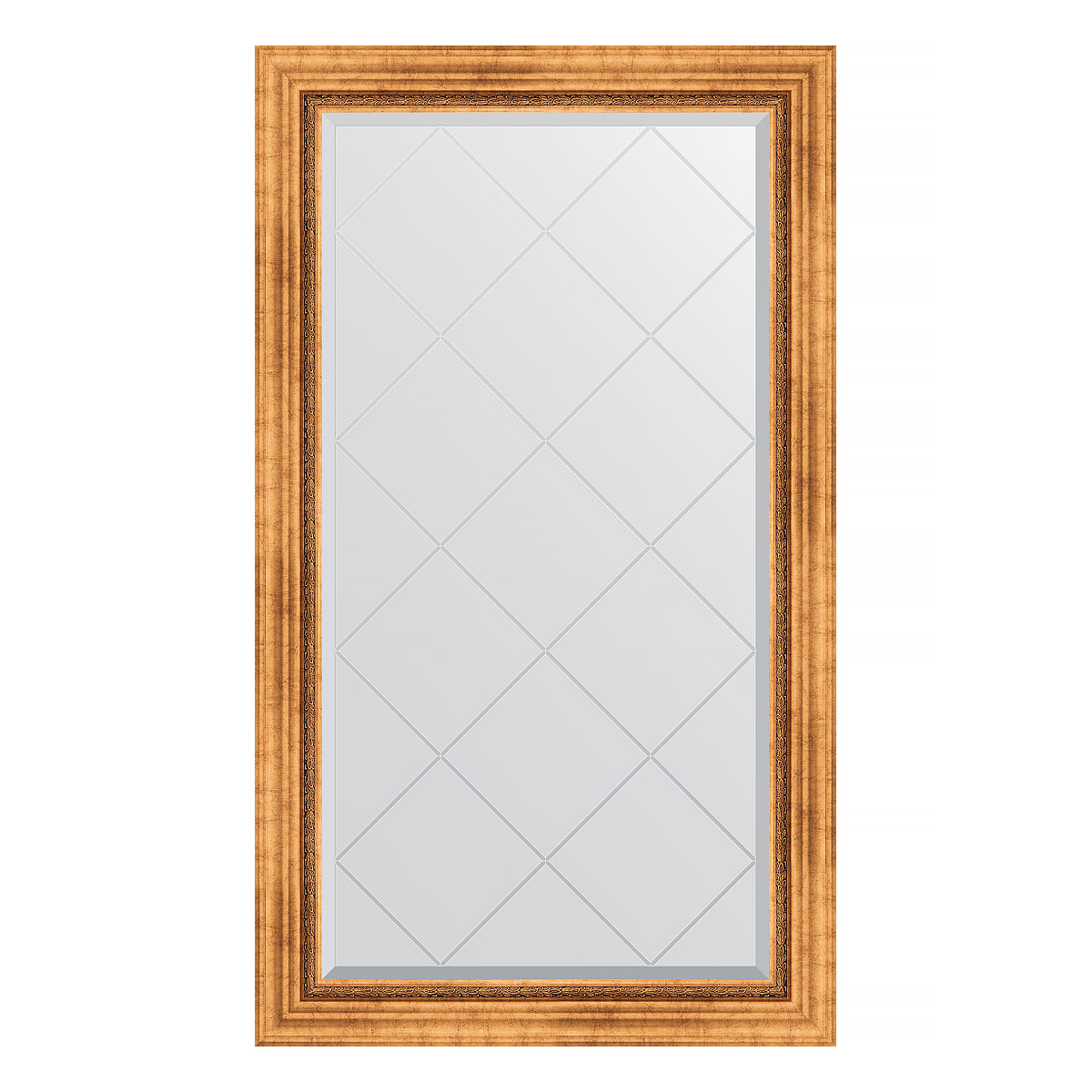 Зеркало настенное с гравировкой EVOFORM в багетной раме римское золото, 76х131 см, BY 4232