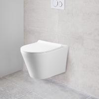 Унитаз подвесной Vito VT1-23 безободковый, цвет белый, ультратонкое soft-close сиденье Vincea фото в интернет-магазине Русалия