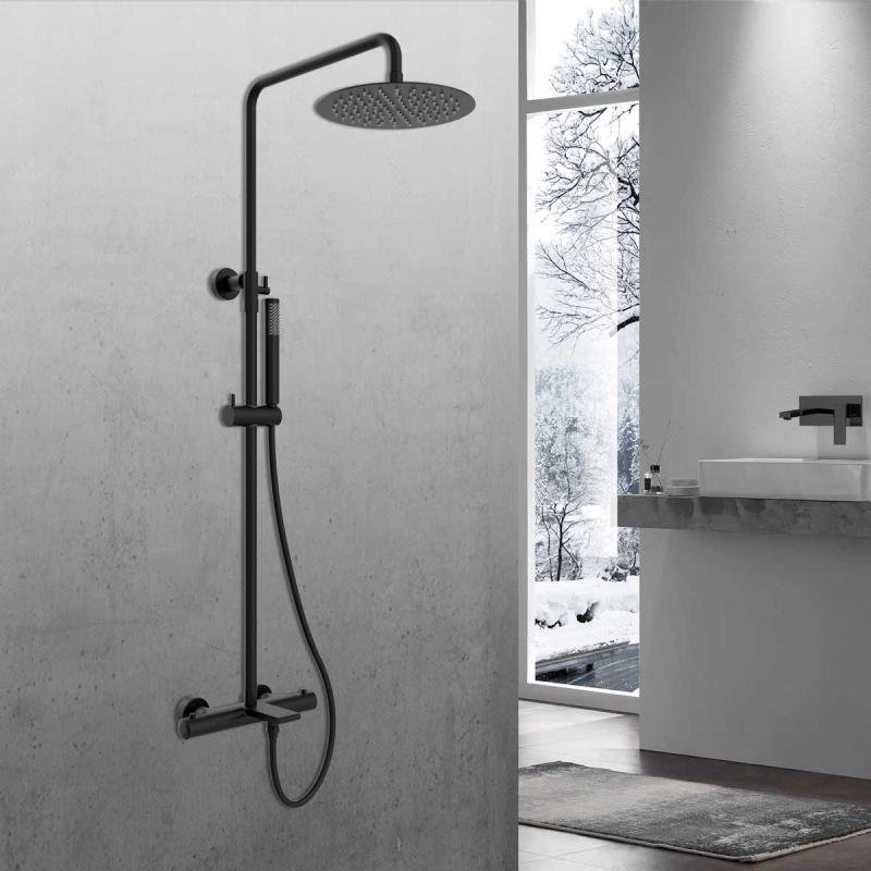 Душевая стойка Vogue VSFS-1V1TMB термостатическая, черный Vincea