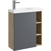 Подвесная тумба 60  Alba дуб давос ALB0106LDD+ALB0706GRМ + умывальник Compact Slim 600 CMPSL.06.04.D Aqwella фото в интернет-магазине Русалия