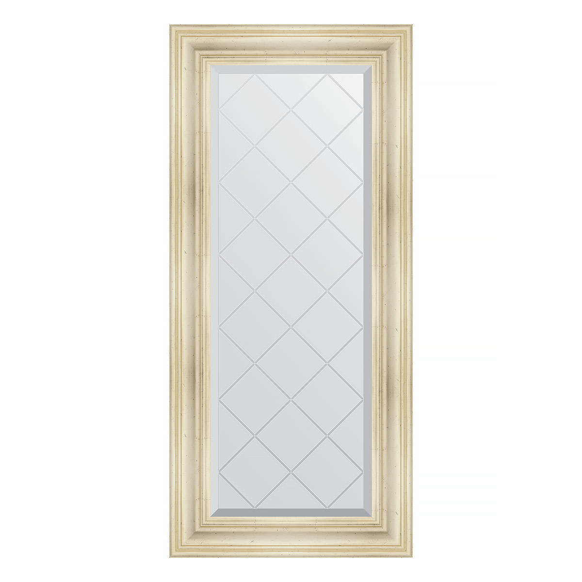 Зеркало настенное с гравировкой EVOFORM в багетной раме травленое серебро, 59х128 см, BY 4074