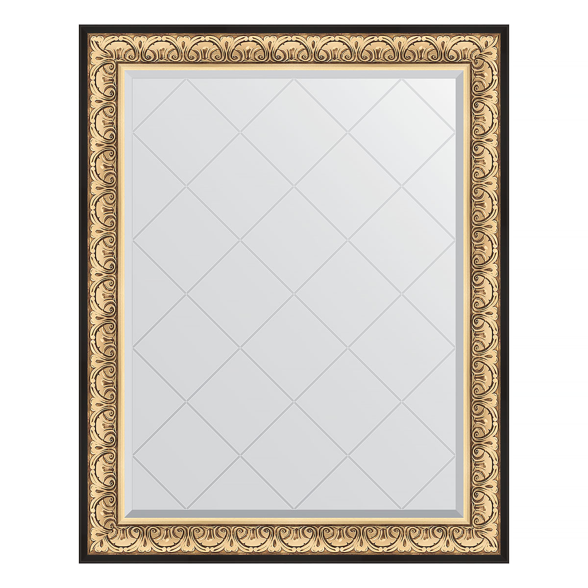 Зеркало настенное с гравировкой EVOFORM в багетной раме барокко золото, 100х125 см, BY 4380