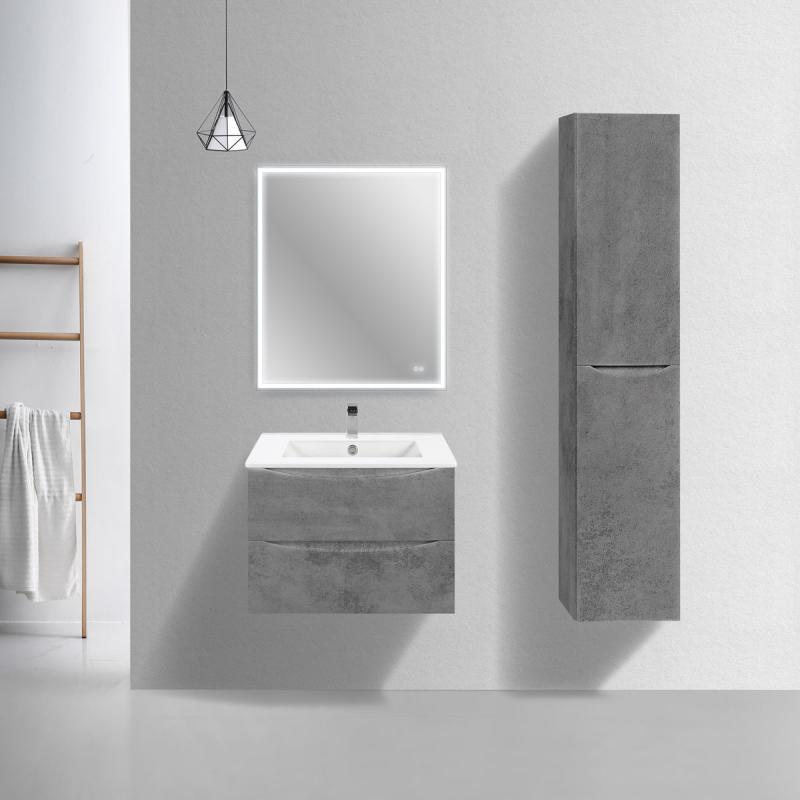 База под керамическую раковину Mia Slim 700 подвесная, 2 выкатных ящика soft close, Beton Vincea