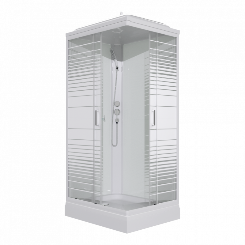 Душевая кабина Квадро 120*80 А Полосы, ДН4 (7 мест+сифон D90) Щ0000064616 Тритон