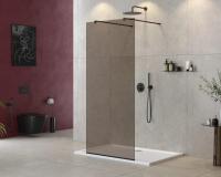 Душевая перегородка CEZARES LIBERTA-L-2-90-120-BR-NERO тонированное (бронза), профиль черный фото в интернет-магазине Русалия