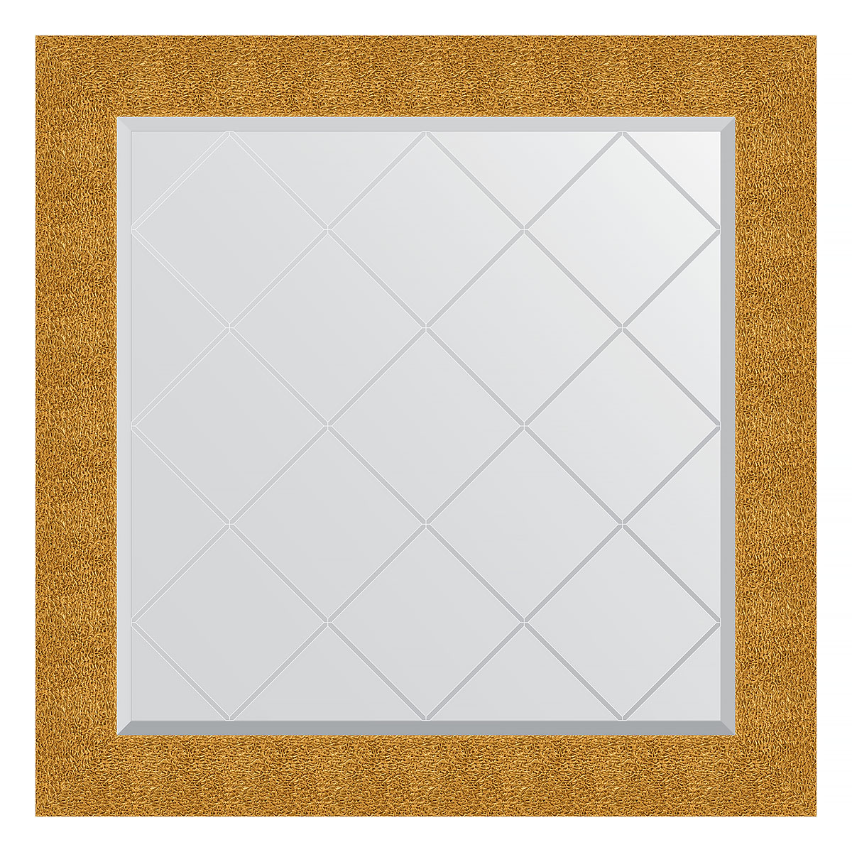 Зеркало настенное с гравировкой EVOFORM в багетной раме чеканка золотая, 86х86 см, BY 4323