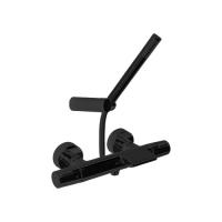 Термостатический смеситель для ванны наружнего монтажа с душевым комплектом TZAR 343901DNM матовый черный Ramon Soler фото в интернет-магазине Русалия