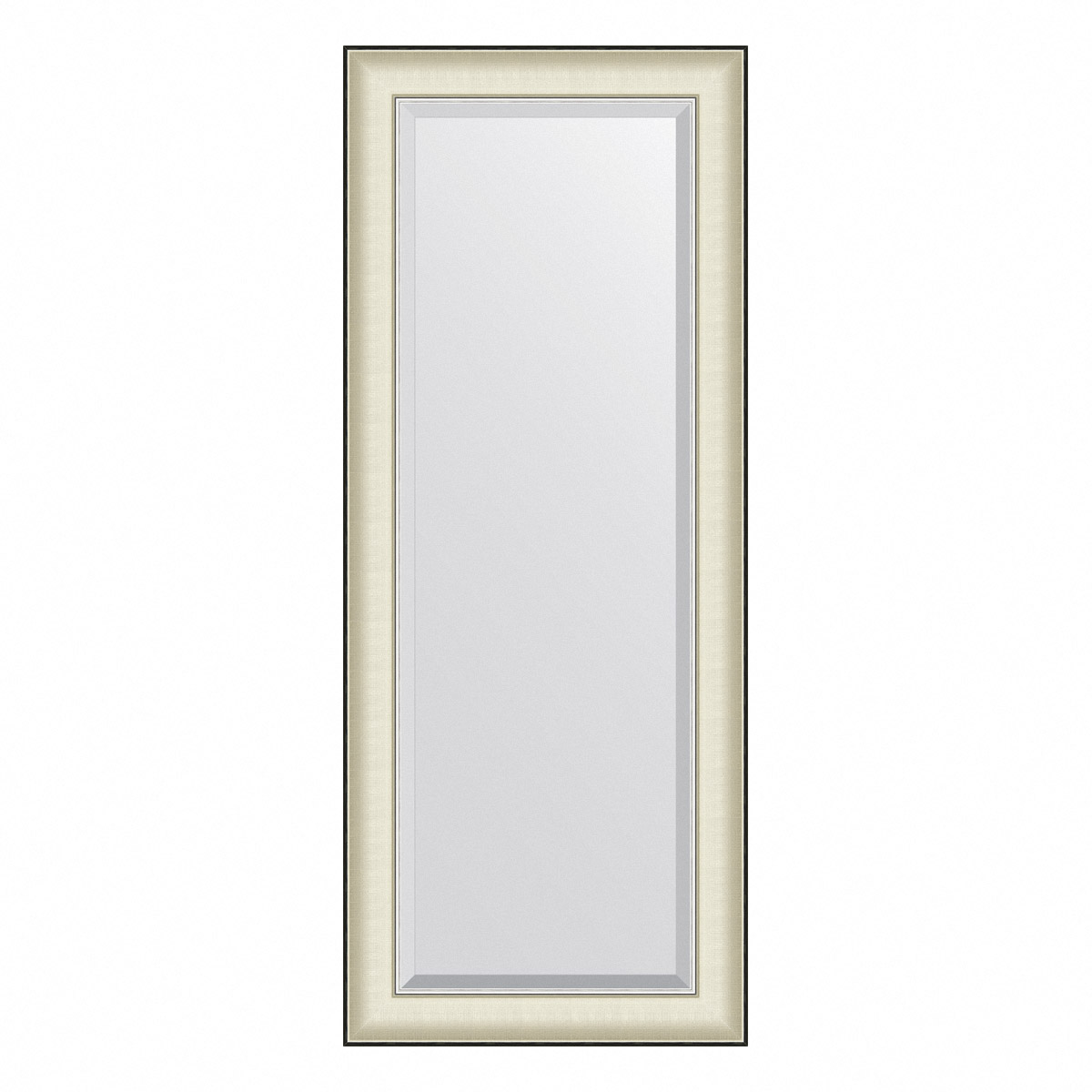 Зеркало настенное с фацетом EVOFORM в багетной раме белая кожа с хромом, 54х134 см, BY 7454