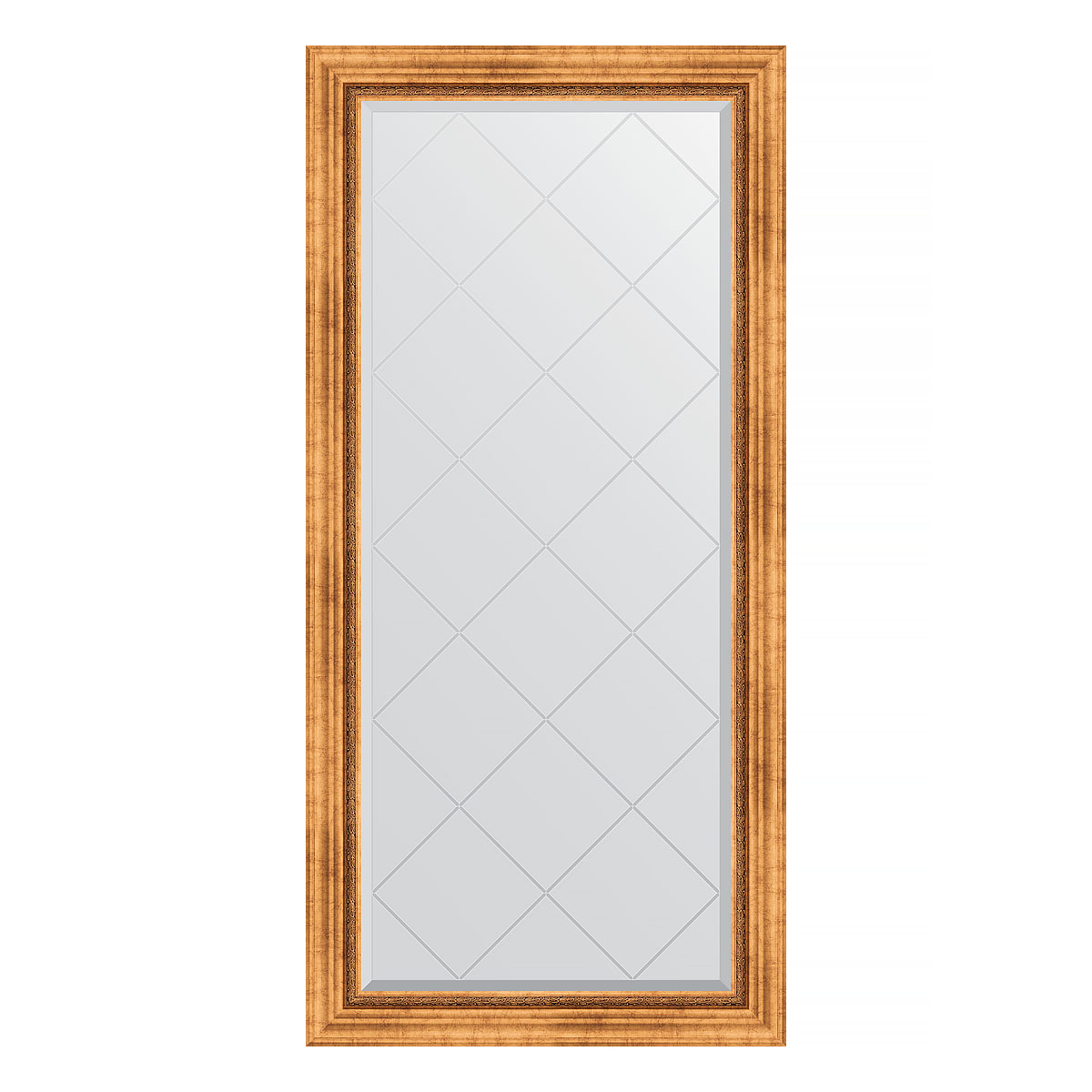 Зеркало настенное с гравировкой EVOFORM в багетной раме римское золото, 76х158 см, BY 4275